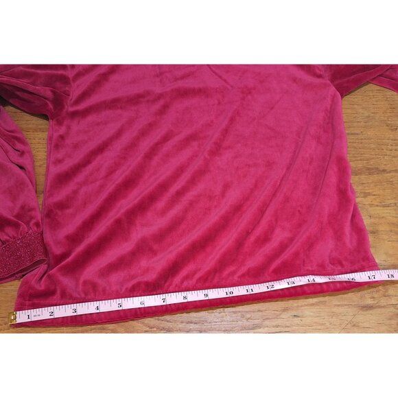 Juicy Couture XL Red Wine Velour Pullover Crown Logo Girl's Long Sleeve - Picture 6 of 15